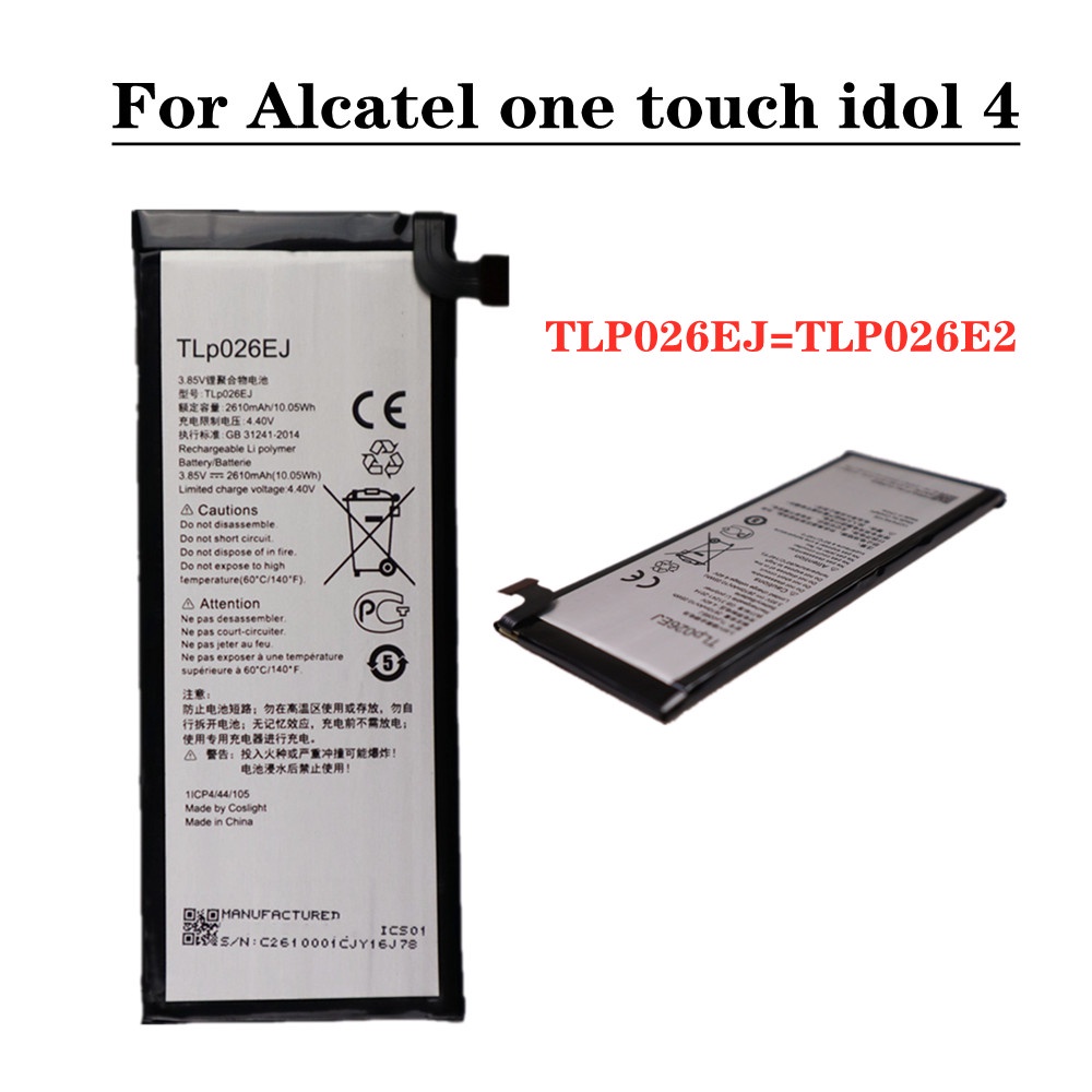 2610mAh TLP026EJ TLP026E2 Battery For Alcatel One Touch Idol 4 OT-6055 6055B 6055K 6055H 6055Y 6055U