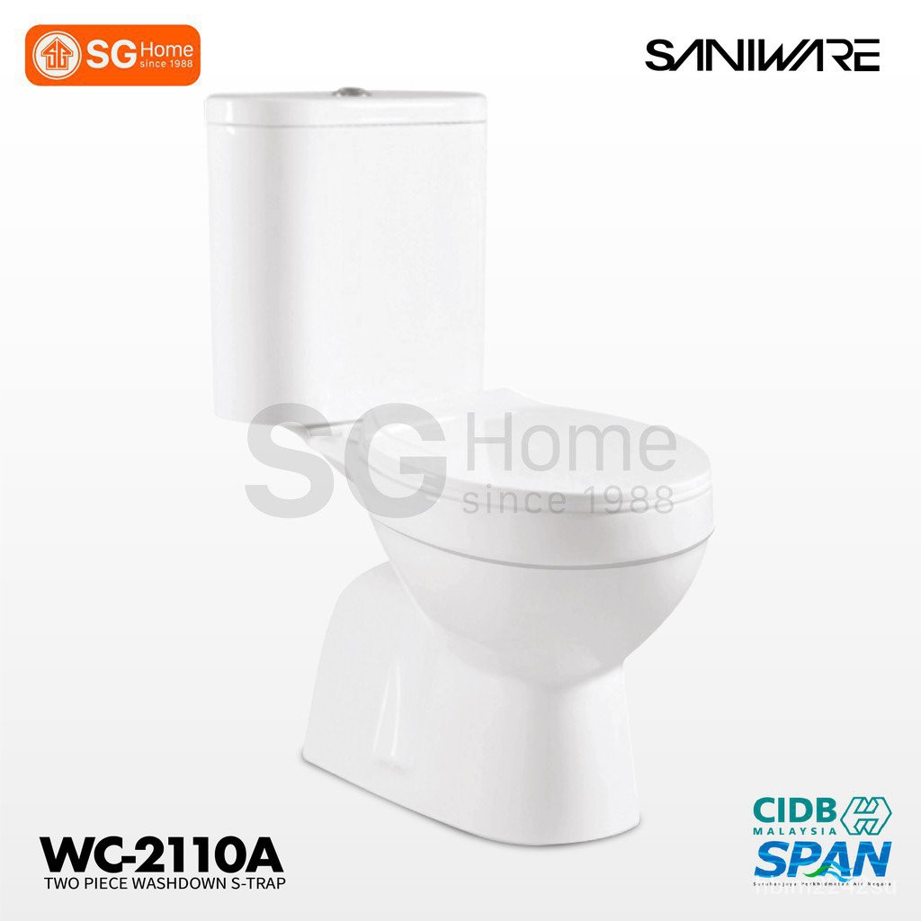 ohvQ SANIWARE WC2110A / Zella C100 Two Piece Toilet Washdown Water