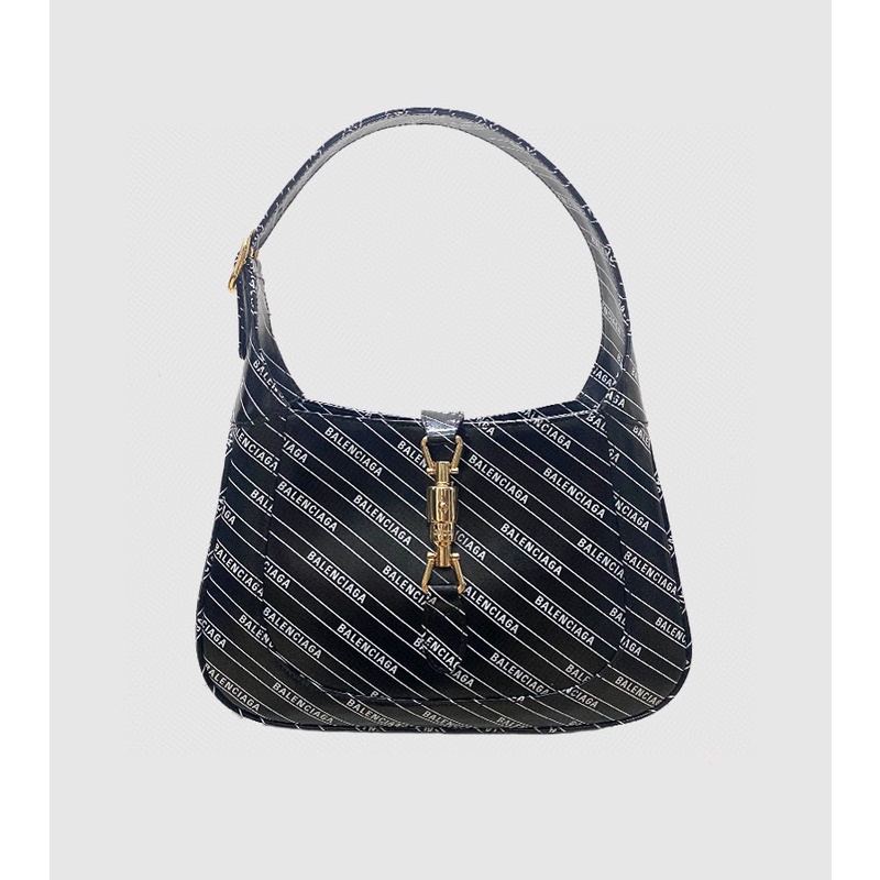 Gucci X Balenciaga 636709 Jackie 1961 Small Shoulder Bag In Black Leather