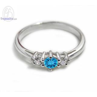 Finejewelthai-แหวนโทพาส-แหวนเงิน-แหวนพลอยแท้-แหวนประจำเดือนเกิด-Topaz-Birthstone-Silver-Ring-R1182tp