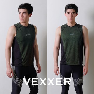 Vexxer TopDye Running Tanktop Z01 – สีเขียวขี้ม้า เสื้อกีฬา แขนกุด เสื้อวิ่ง ออกกำลังกาย