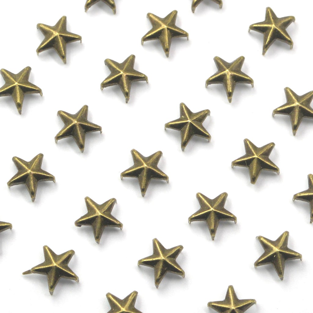 100pcs Bronze Punk Star Studs Nail-heads Punk Spikes Decoration Rivet for DIY Leather Clothes Shoes 