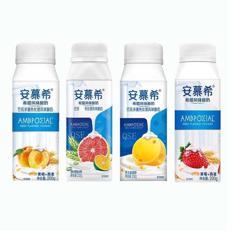 โยเกิร์ต ขวดหวังอี้ป๋อ รสออริจินัล ชีส กาแฟ บลูเบอร์รี่ สตรอเบอร์รี่ เกรปฟรุ๊ต พีชข้าวโอ๊ต安慕希酸奶