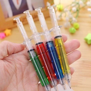 💉💊ปากกาลูกลื่น ทรงเข็มฉีดยา หมึกสีดำ、 น้ำเงิน เขียนลื่น อุปกร์การเรียน