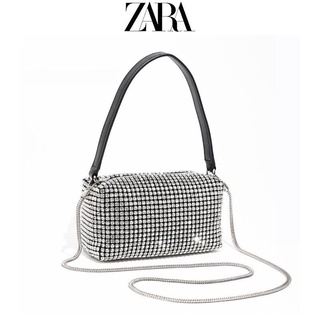 Zara กระเป๋าสะพายไหล่ ประดับเพชรคริสตัล พลอยเทียม พร้อมสายสะพายข้างเดียว แบบพกพา แฟชั่นฤดูร้อน สําหรับสตรี