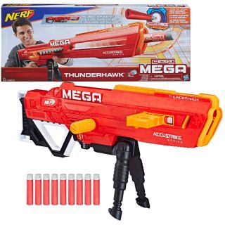Nerf Thunderhawk AccuStrike Mega Toy Blaster - Longest Rifle Gun - 10 AccuStrike Mega Darts, Bipod ปืนเนิร์ฟ Sniper