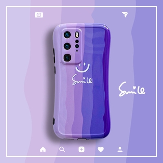 หน้ายิ้มไล่ระดับสีม่วง Huawei P30pro เคสโทรศัพท์มือถือ p40 คู่ nova7 การ์ตูน Mate30pro P30 Mate30 P40pro รวมทุกอย่างเอวเล็ก เคสโทรศัพท์สาว