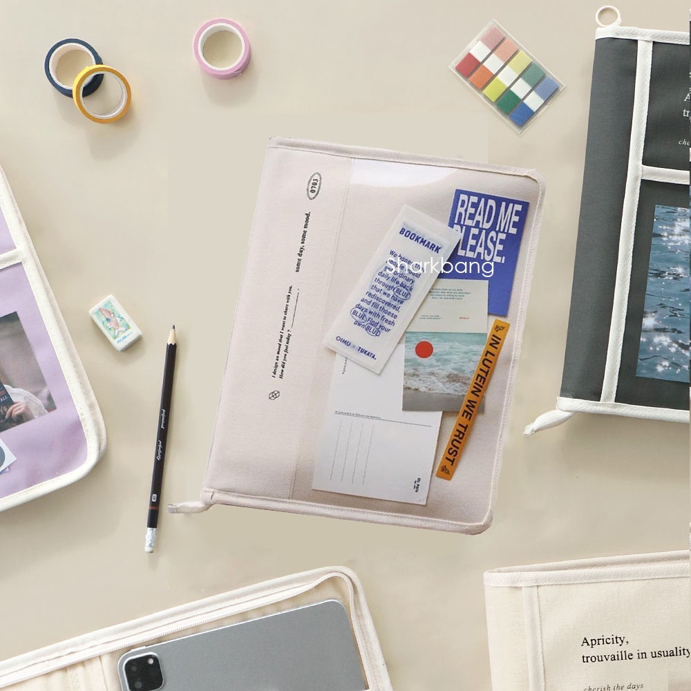 Sharkbang Stationery Storage Bag & Ipad PRO 12.9" Tablet PC Sleeves Holder Canvas Book Pouch Organiz