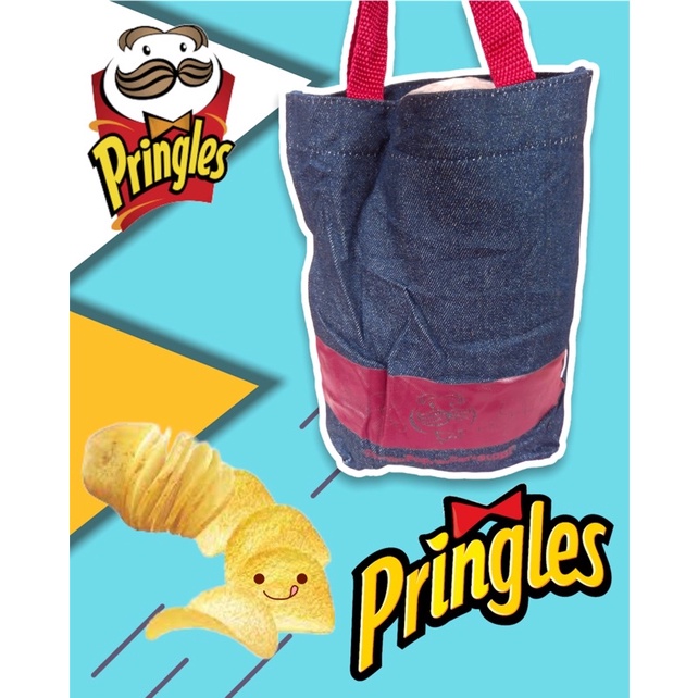 กระเป๋าผ้ายีนส์ สกรีน Pringle (ขนมพริงเกิลส์) มือสอง