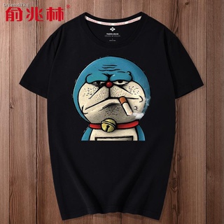 แขนสั้นcrew neckเสื้อยืดโดเรมอนDoraemon T-shirt☍▼☋&gt;เสื้อยืดแขนสั้นผู้ชายขนาดใหญ่ เสื้อยืด เสื้อผ้าอ้วน tide โดเรมอน ลายโ