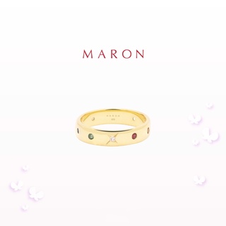 MARON - Nine Lucky Stars Band Ring (4.5 mm) ชุบ 14K Gold แหวนดาวนพเก้า เสริมดวง เงินแท้925