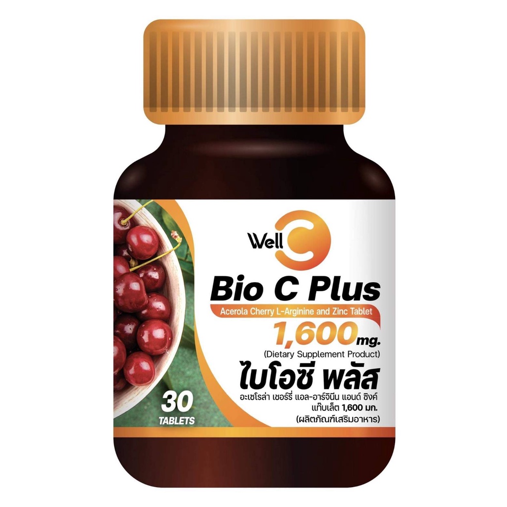 วิตามินซี 1600 มก. Vitamin C Bio C Plus Acerola Cherry L-Arginine And Zinc Tablet 1600 mg. ขนาด 30 เม็ด