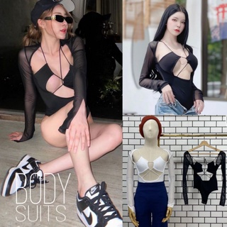 บอดี้สูทแขนยาวซีทรู✨Seen Bodysuit ✨ดีเทลเว้าอกแซ่บ ป้ายMADEBEN