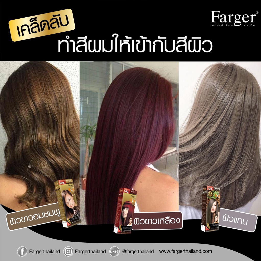 (ตัดปีกฝา) สีย้อมผม ฟาร์เกอร์ โทนสีธรรมชาติ/สีน้ำตาล/สีบลอนด์/สีสว่าง FG By Farger Coffee Brown Series Hair Color 100ml. รูปที่ 7