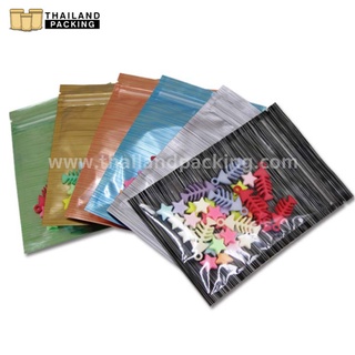 ถุงซิปล็อค ก้นแบน หน้าใส หลังลายทึบ ตั้งไม่ได้ (100 ใบ)