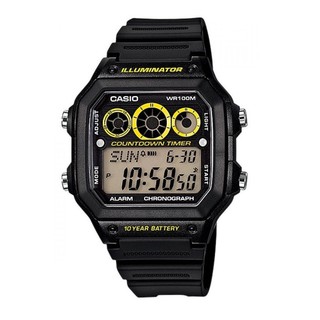 Casio นาฬิกาข้อมือชาย Digital รุ่น AE-1300WH-1AV-Black/Yellow