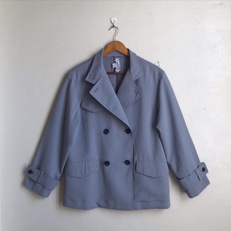 เสื้อสูทเบลเซอร์ผู้หญิง (blazer) สีฟ้านู้ด ทรงโค้ท แบรนด์ MORGAN แท้💯 Size L