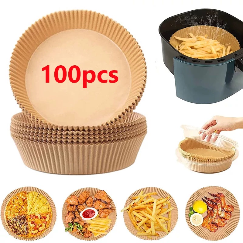 กระดาษรองอบ อบ ไมโครเวฟ หม้อทอดไร้น้ํามัน ชีสเค้ก ทรงกลม แบบใช้แล้วทิ้ง 100 ชิ้น