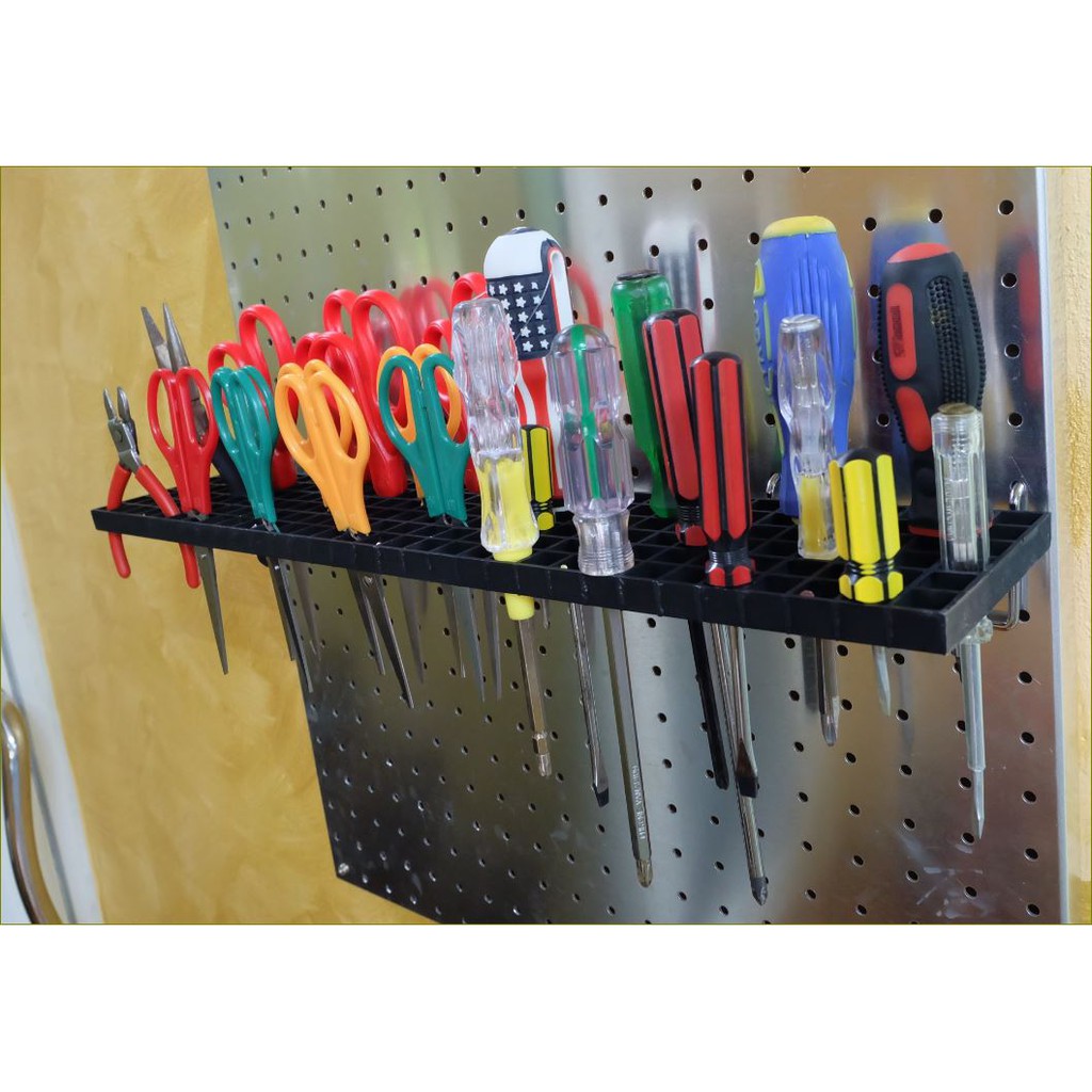 แผ่นชั้นวางพลาสติก ABS ช่องรู 12 มม.แขวนเครื่องมือ ฮุคตะขอขาแขวนสำหรับกระดานเพ็กบอร์ด Pagebord