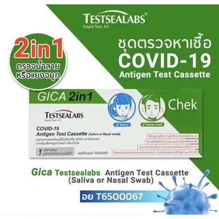 ชุดตรวจโควิดแอนติเจน Gica Testseallabs Covid-19 ATK ตรวจจมูก และน้ำลาย แบบ2in1 1เทสต์ ต่อกล่อง