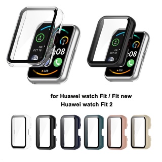 เคสกระจกนิรภัย PC แบบแข็ง บางพิเศษ ป้องกันหน้าจอ สําหรับ Huawei watch fit new fit2