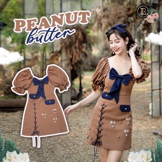 BLT BRAND การันตีเสื้อผ้าแบรนด์แท้ มินิเดรสสีน้ำตาลสวยหรูดูแพงมากก FEANUT BUTTER