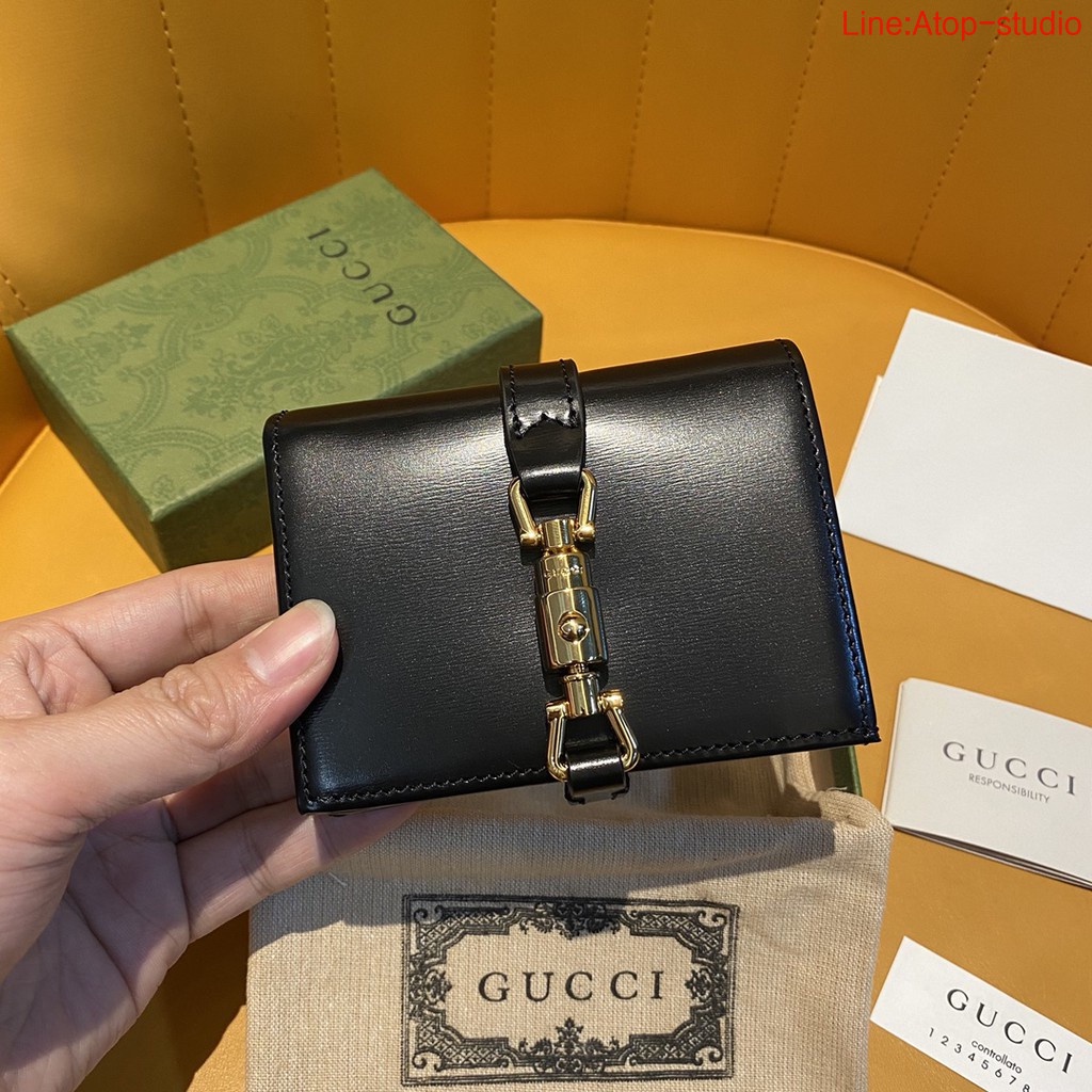พรี ราคา3000 GUCCI jackie 1961 wallet 645536กุชชี่ หนังแท้กระเป๋าสตางค์ กระเป๋า​บัตรกระเป๋าสตางค์  size:11x 8.5 x3 cm