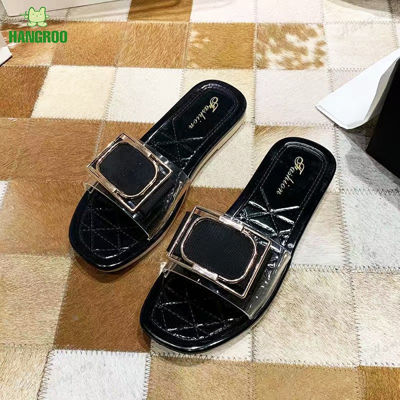 HANGROO A1176-2 SHOES รองเท้าแตะ แบบสวม ส้นแบน สไตล์เรียบหรู