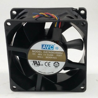 Original Avc Data0838B8U 8038 8Cm 48V 0.29A 4-Line Pwm พัดลมเซิร์ฟเวอร์ควบคุมอุณหภูมิ