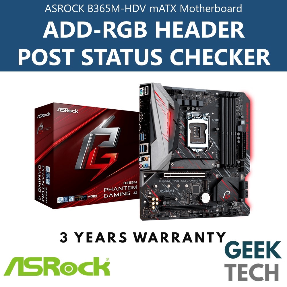 ASROCK B365M Phantom Gaming 4 mATX เมนบอร์ด