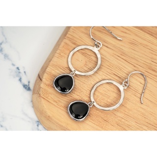 AR-Kang Collection***ต่างหู-Black Agate (เงินแท้92.5%)