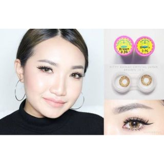 💖 Kitty kawaii Crystal mini/big brown gray blue Contactlens บิ๊กอาย คอนแทคเลนส์ ราคาถูก แถมตลับฟรี