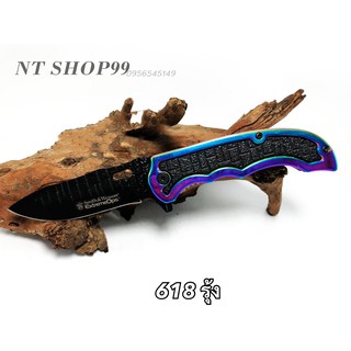 NT SHOP มีดเดินป่า มีดพก มีดใบมีดสีดำคมเท่ มีดสะสม knife K200