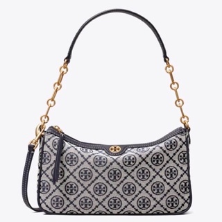 TORY T Monogram Jacquard Zip Shoulder Bag