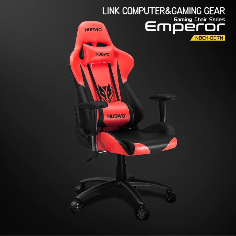 ของแท้‼️NUBWO GAMING CHAIR CH-007 (RED) เก้าอี้เกมมิ่งเกียร์ คอมพิวเตอร์ ขาเหล็ก ปรับเอนได้ ประกัน 1ปี