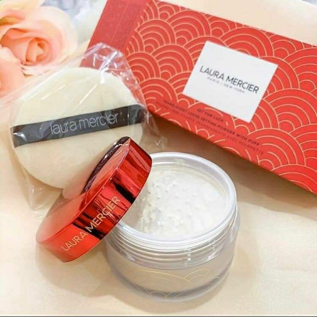 LAURA MERCIER แป้งฝุ่น Set For Luck Translucent Loose Setting Powder With Puff