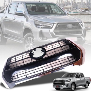 ของแท้  กระจังหน้า หน้ากระจัง ไม่มีโลโก้ รุ่น โตโยต้า รีโว่ ร็อคโค่ TOYOTA REVO ROCCO ปี 2020 - 2021 สีดำเงา ขอบ 1 ชิ้น