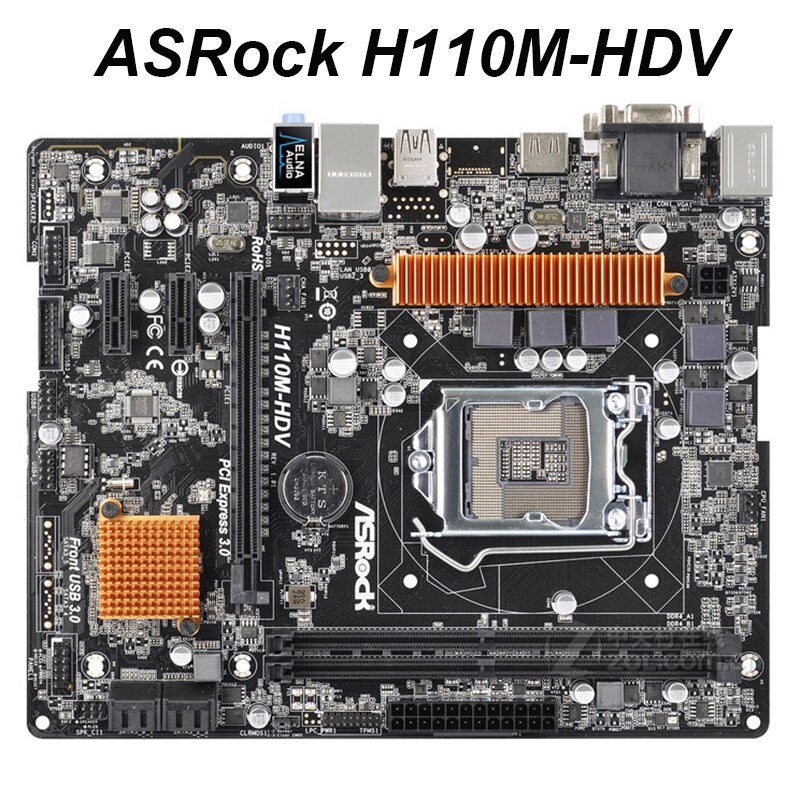 【สินค้าพร้อมส่ง】เมนบอร์ดซ็อกเก็ต สําหรับ ASRock H110M-HDV 1151 H110 LGA1151 DDR4 SATA3 USB3.0 32GB #8