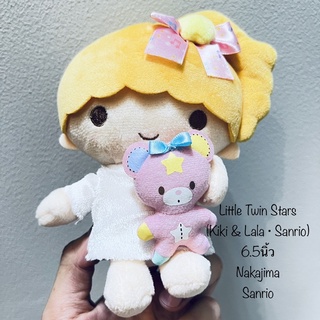 ตุ๊กตา ลิตเติ้ลทวินสตาร์ อุ้มหมี Little Twin Stars  (Kiki &amp; Lala • Sanrio) ขนาด6.5นิ้ว Nakajima Sanrio ลิขสิทธิ์แท้