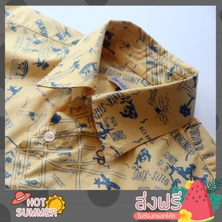 เสื้อเชิ้ตแขนสั้น คอตตอนญี่ปุ่น ลายYellow-California