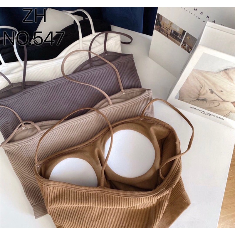 เสื้อครอป 🆕บราสายเดี่ยวสไตล์เกาหลี ผ้าทอร่อง ZH.547 - รูปที่ 2