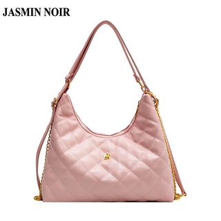 Jasmin NOIR ลายสก๊อต ผ้าห่ม ผู้หญิง กระเป๋าสะพายไหล่ พู่ กระเป๋าสะพายข้าง กระเป๋าถือ ครึ่งดวงจันทร์