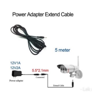 สายไฟเพิ่มความยาว 5 ม. ขนาด 5.5x2.1มม. DC 12V สำหรับกล้องวงจรปิด IP Camera ขนาดมาตรฐาน