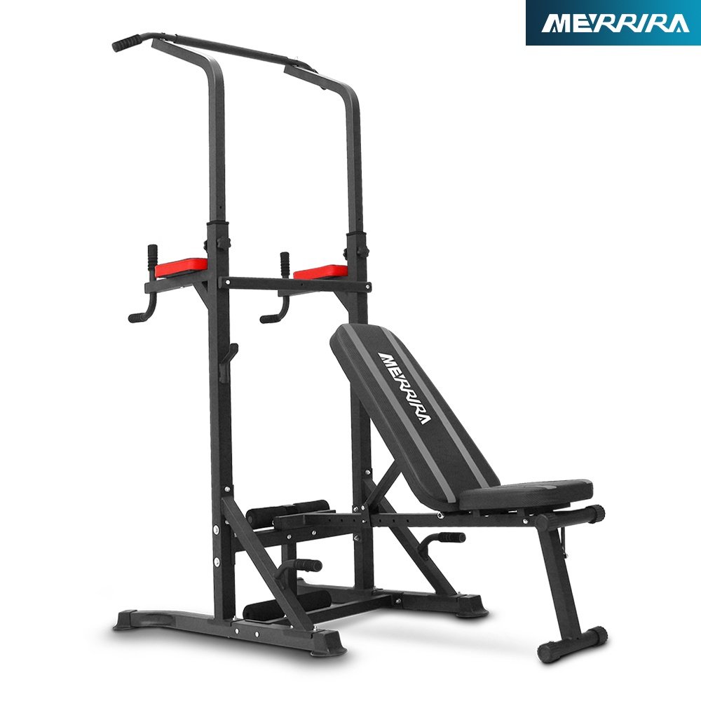 MERRIRA บาร์โหนตั้งพื้น รุ่น OLYMPUS บาร์โหน ที่โหนบาร์ พร้อม ม้านั่งยกน้ำหนัก ปรับได้ 7 ระดับ ในตัว Pull Up Station