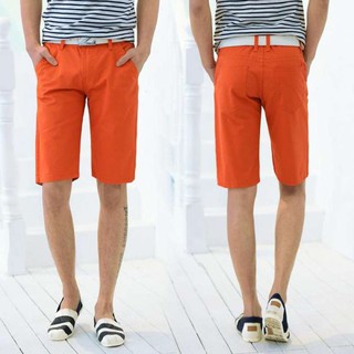 กางเกงขาสั้น สามส่วนชาย Mens Cotton Shorts Fashion Comfy Premium quality Casual pants  AR24  (Orange)