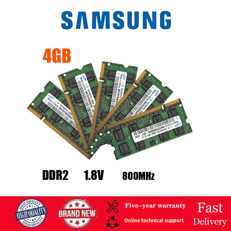 ใหม่ Samsung 2GB 4GB DDR2 800Mhz หน่วยความจำโน้ตบุ๊ค PC2-6400S 1.8 V 200Pin SODIMM หน่วยความจำแล็ปท็อป Ram