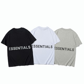 ESSENTIALS หลวมขนาดใหญ่ใหม่ผ้าฝ้ายสะท้อนแสง 3M เสื้อยืดแขนสั้น