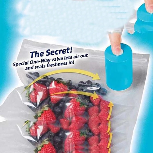 ถุงซิปล็อคและเครื่องดูดศูนยากาศ ziplock bags and vacuum pump สำหรับใส่อาหารหรือของเอนกประสงค์ ของใหม