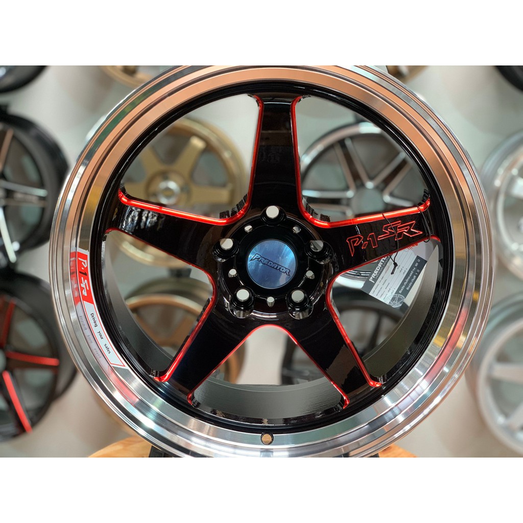 ล้อแม็กใหม่เวล Weld Predator PD32 18x8.5 5x114 ET35 สีดำขอบมิลลิ่งแดง ...