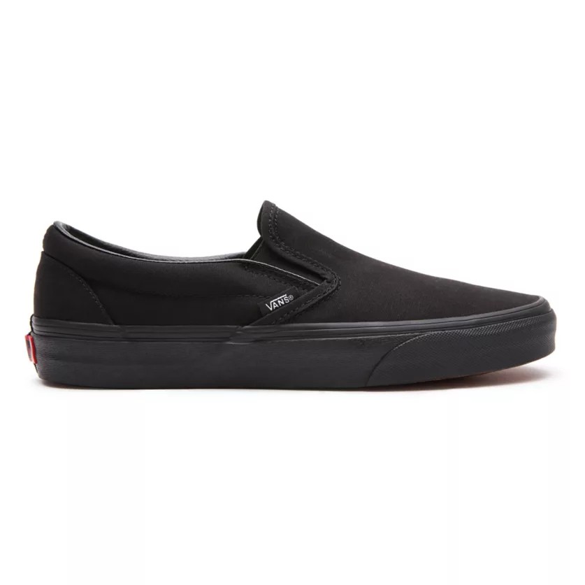 vans black canvas slip on